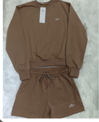 Brown Alo Long Sleeve Short Set