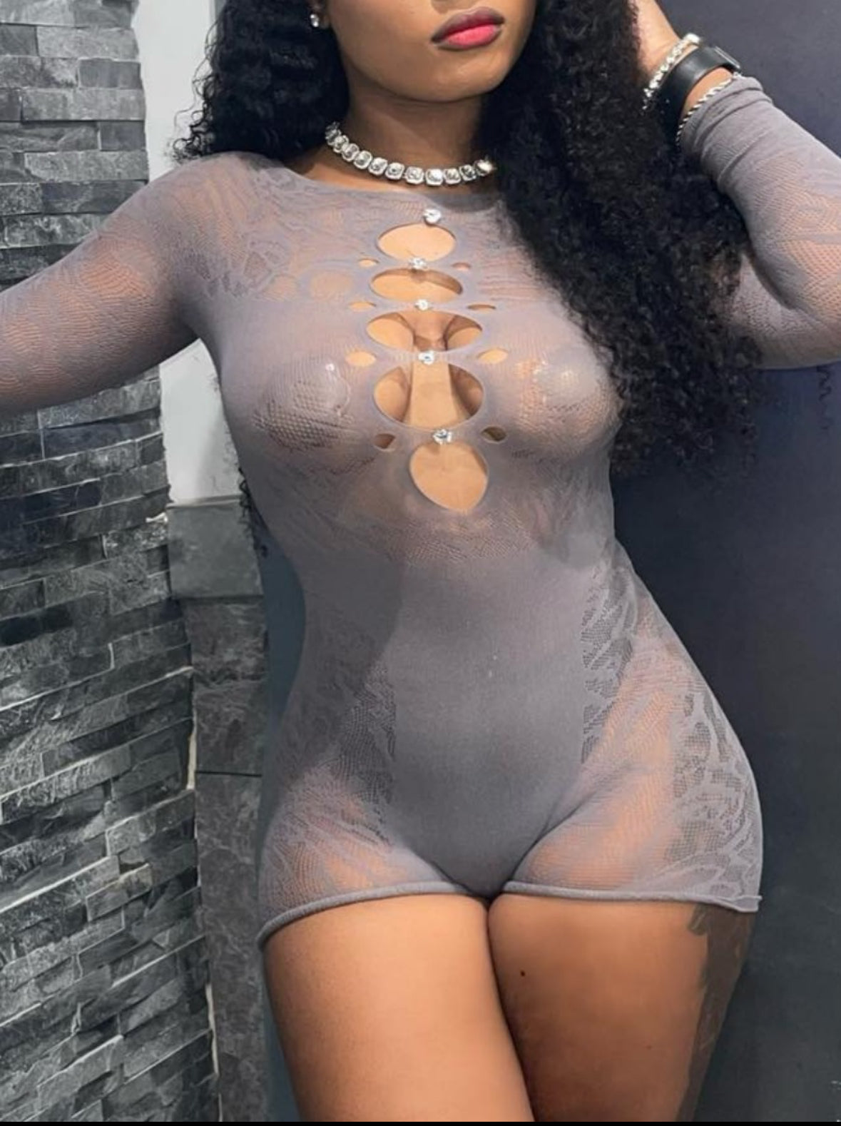 More Skin Gray Romper