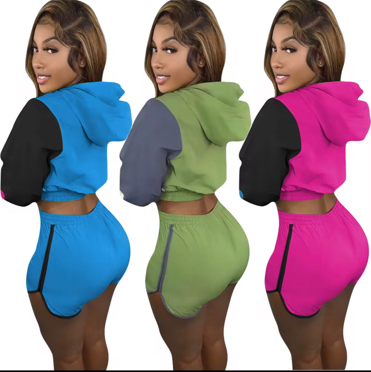 Blue Hoodie Short 2 Piece