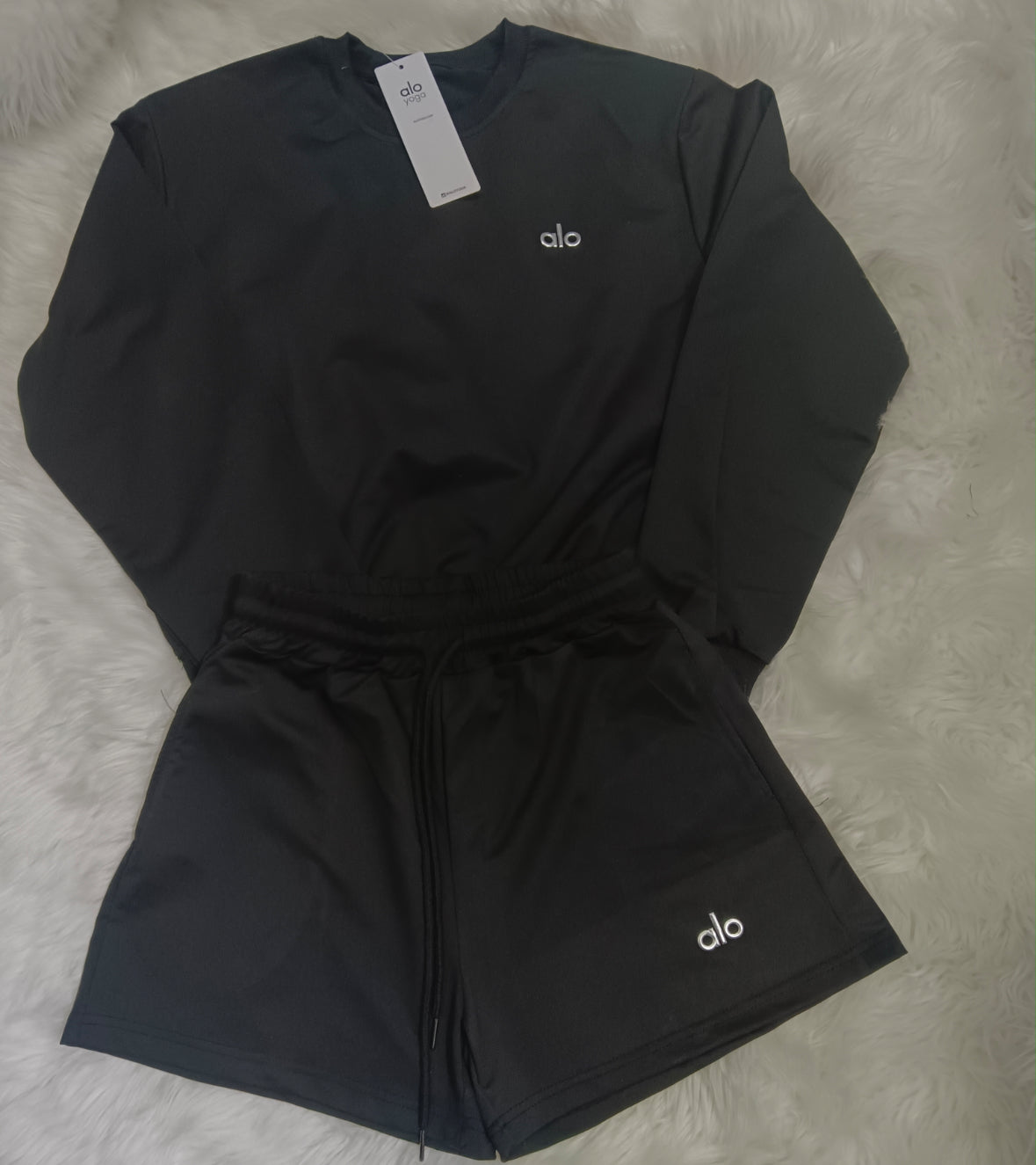 Black Alo Long Sleeve Short Set