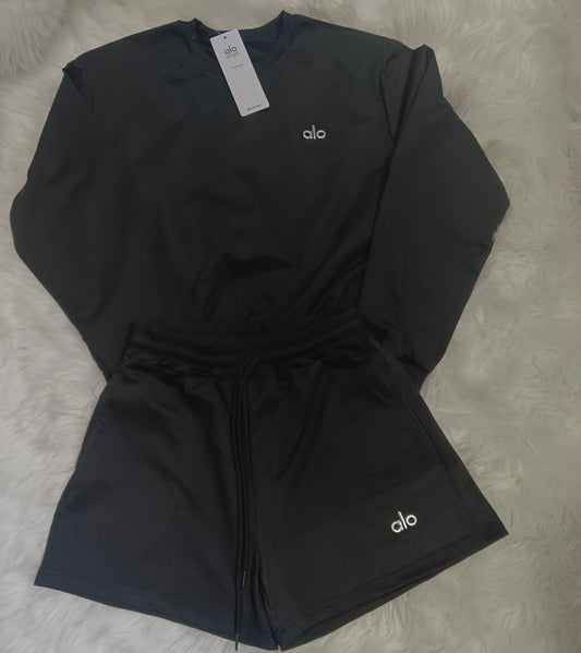 Black Alo Long Sleeve Short Set