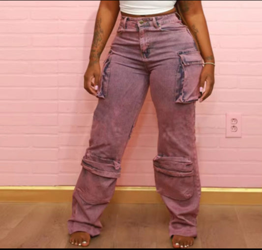 Pink Washed Denim Jeans