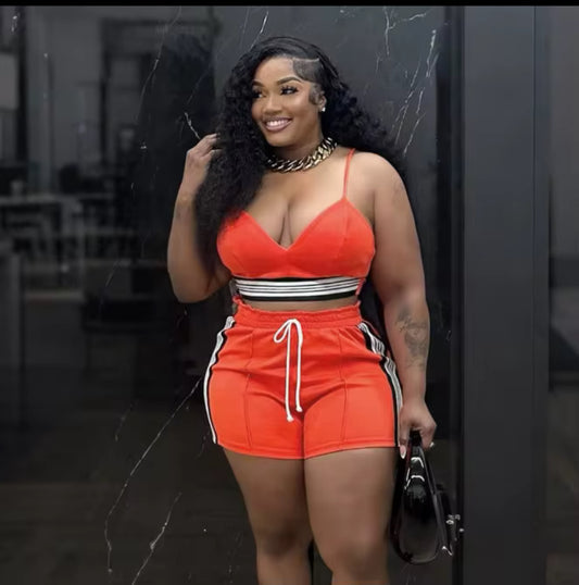 Redish/Orange Short 2 Piece Set