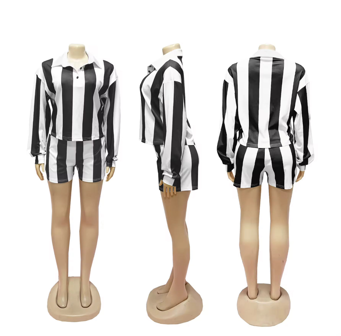 Black Striped 2 Piece Long Sleeve