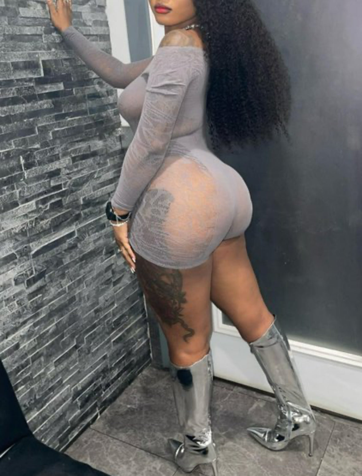 More Skin Gray Romper