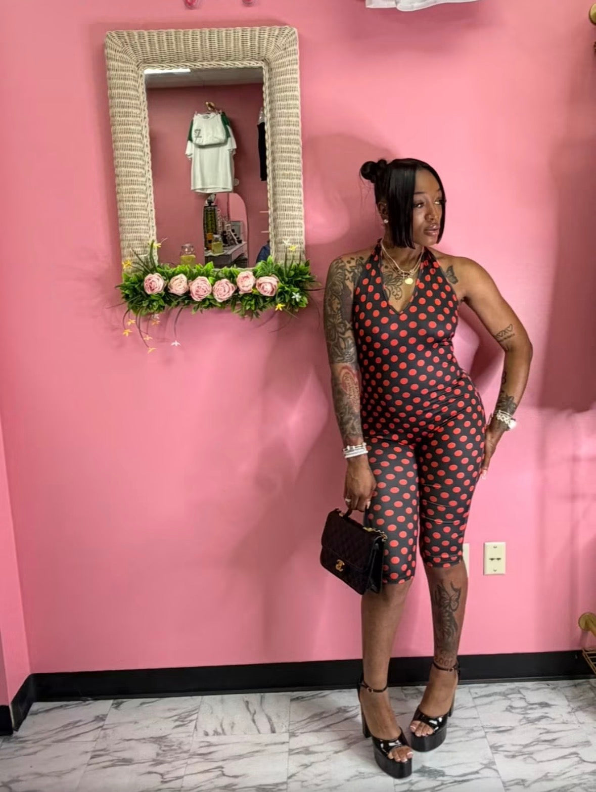 Red & Black Polka Dot Romper