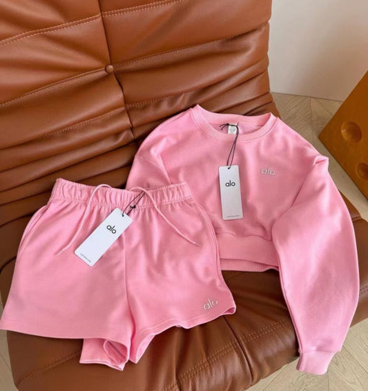 Pink Alo Long Sleeve Short Set