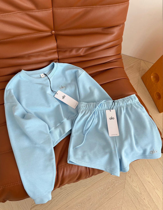 Baby Blue Alo Long Sleeve Short Set