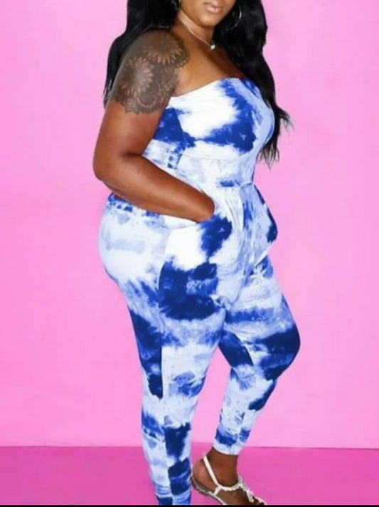 Blue Tie Dye Jumpsuit