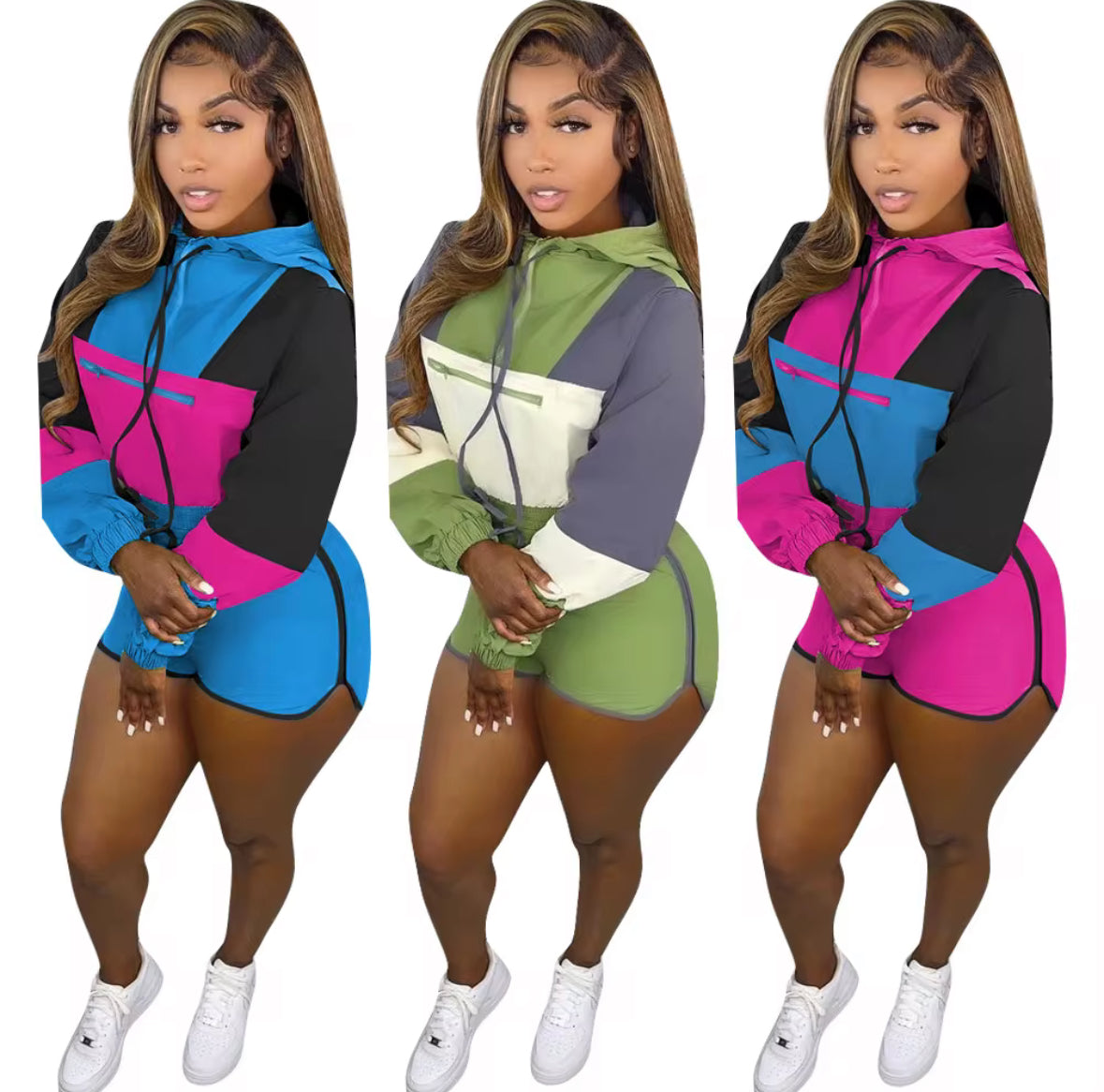 Blue Hoodie Short 2 Piece