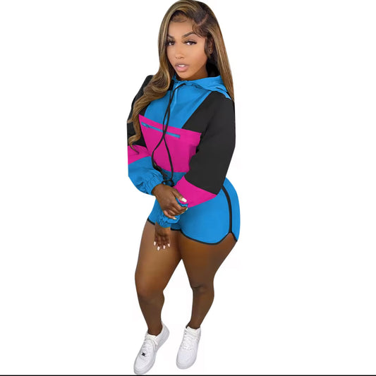 Blue Hoodie Short 2 Piece