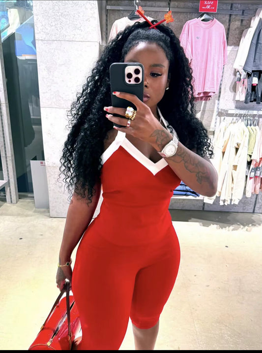 Red Knit Tank & Shorts 2 piece Set